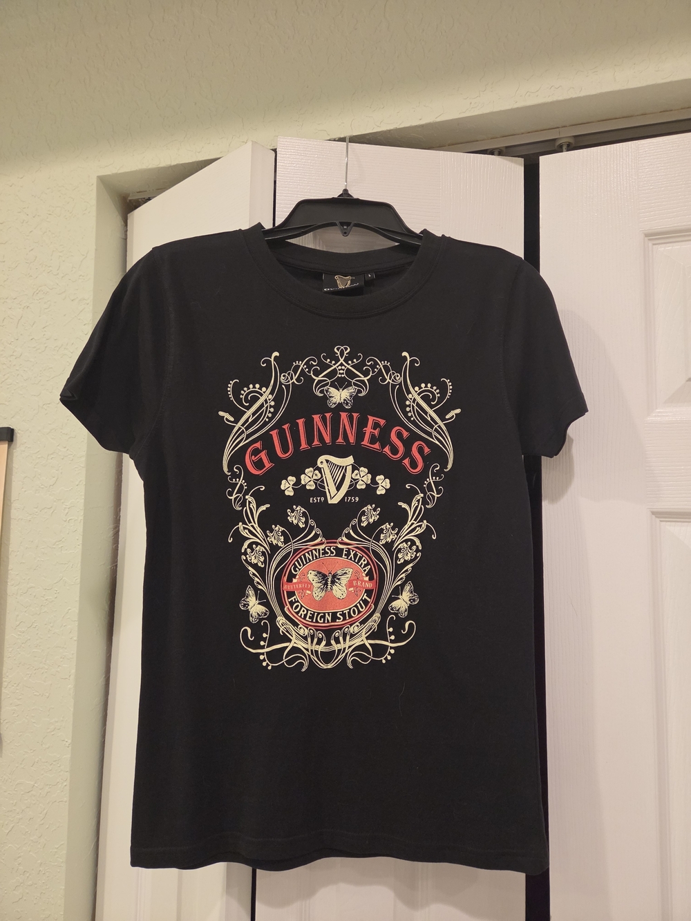 Guinness Black Tee with Red and Cream Crest